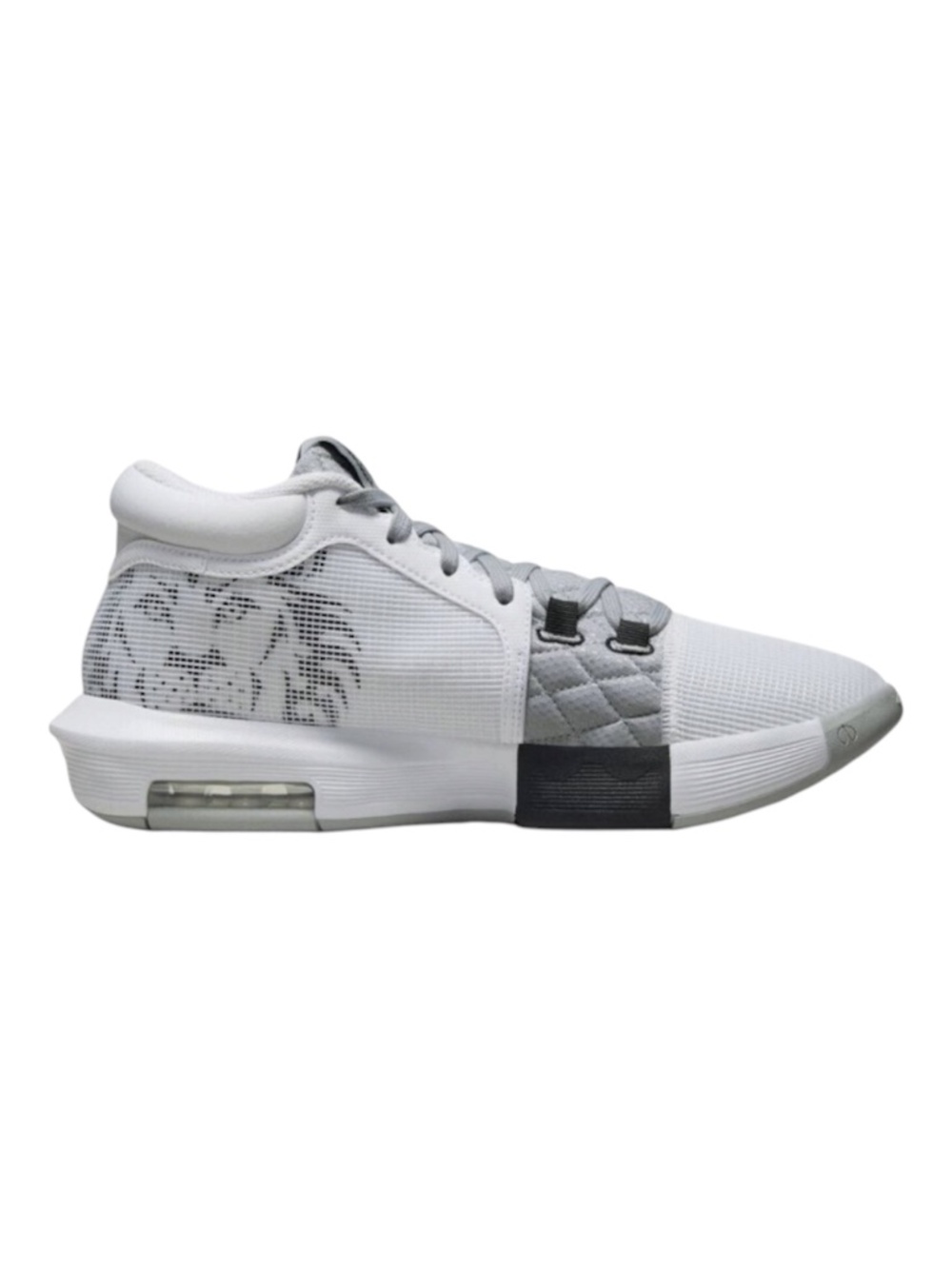 NWB- LEBRON WITNES VIII/BASKETBALL SHOES/WHITE-BLACK-LIGHT SMOKE GREY/ SIZE:9 M